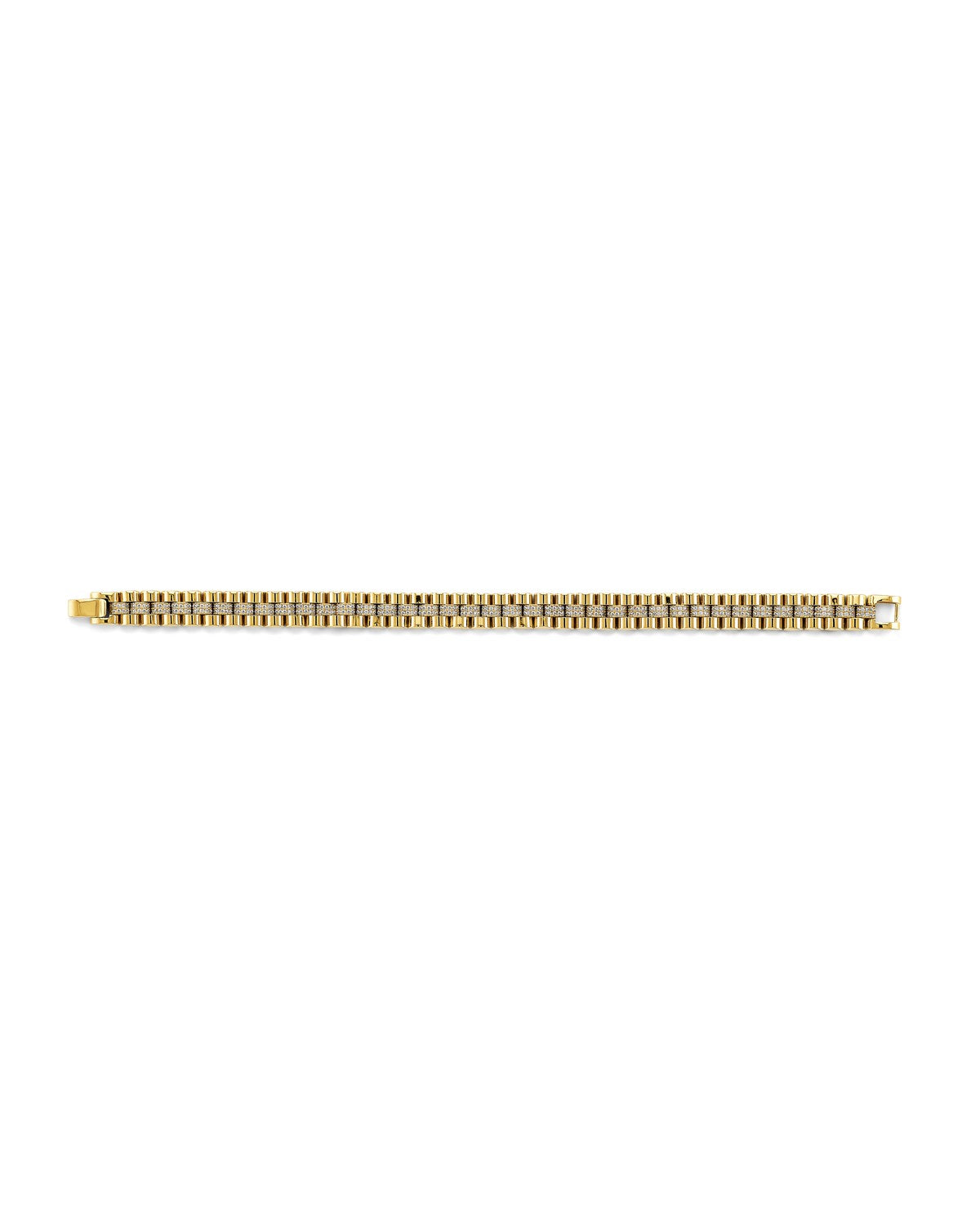 14K Yellow Gold Fancy Rolex Type CZ Bracelet (AB-0808)