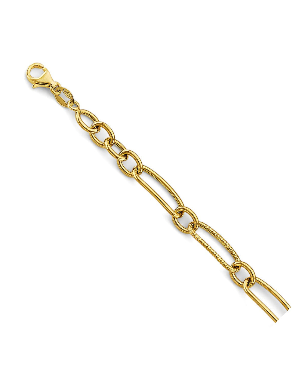 14K Yellow Gold CZ Fancy Link Bracelet (AB-0817)