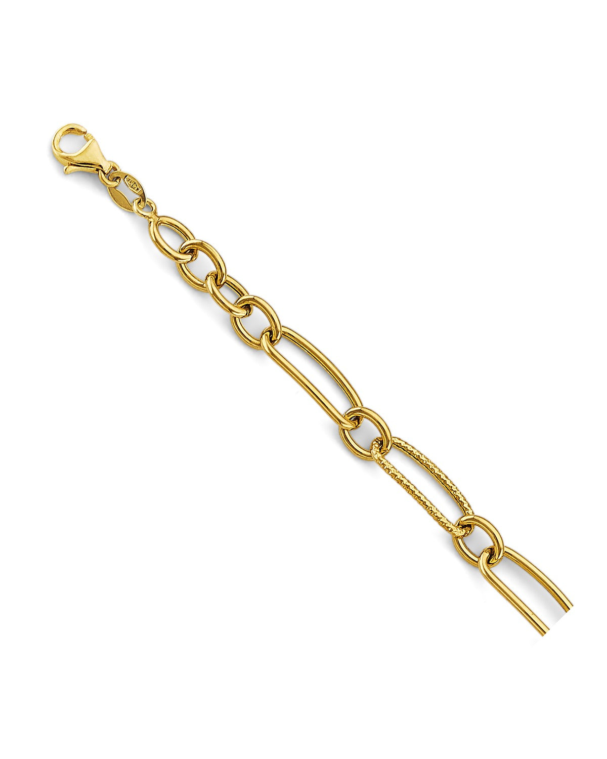 14K Yellow Gold CZ Fancy Link Bracelet (AB-0817)
