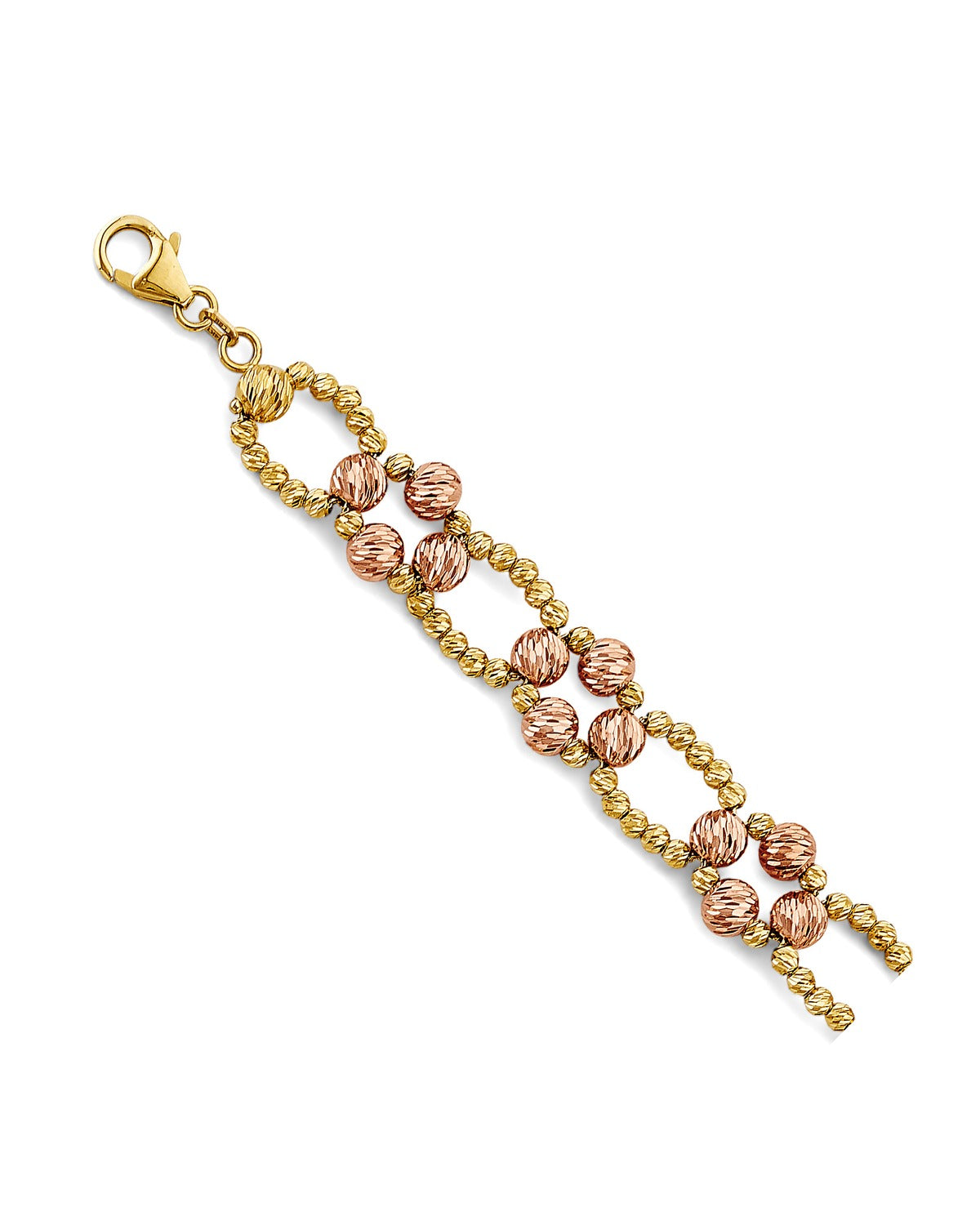 14K Two-Tone Gold 2T Fancy DC Ball Bracelet (AB-0818)