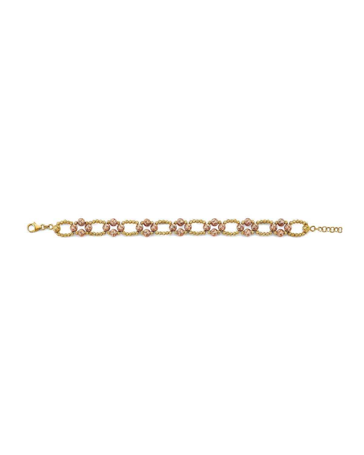 14K Two-Tone Gold 2T Fancy DC Ball Bracelet (AB-0818)