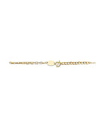 14K Yellow Gold CZ Heart & Engravable Link Bracelet (AB-0823)