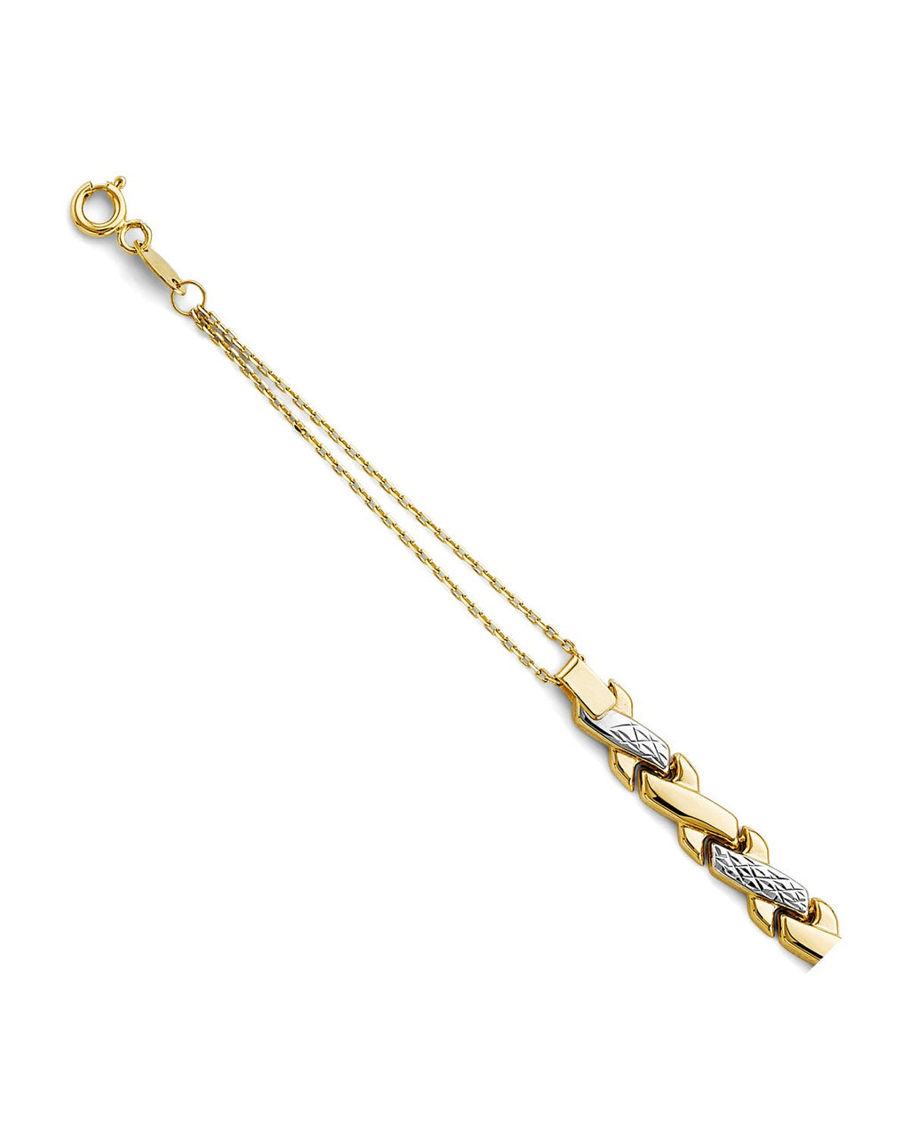 14K Two-Tone Gold 2T Center Stampato Bracelet (AB-0841)