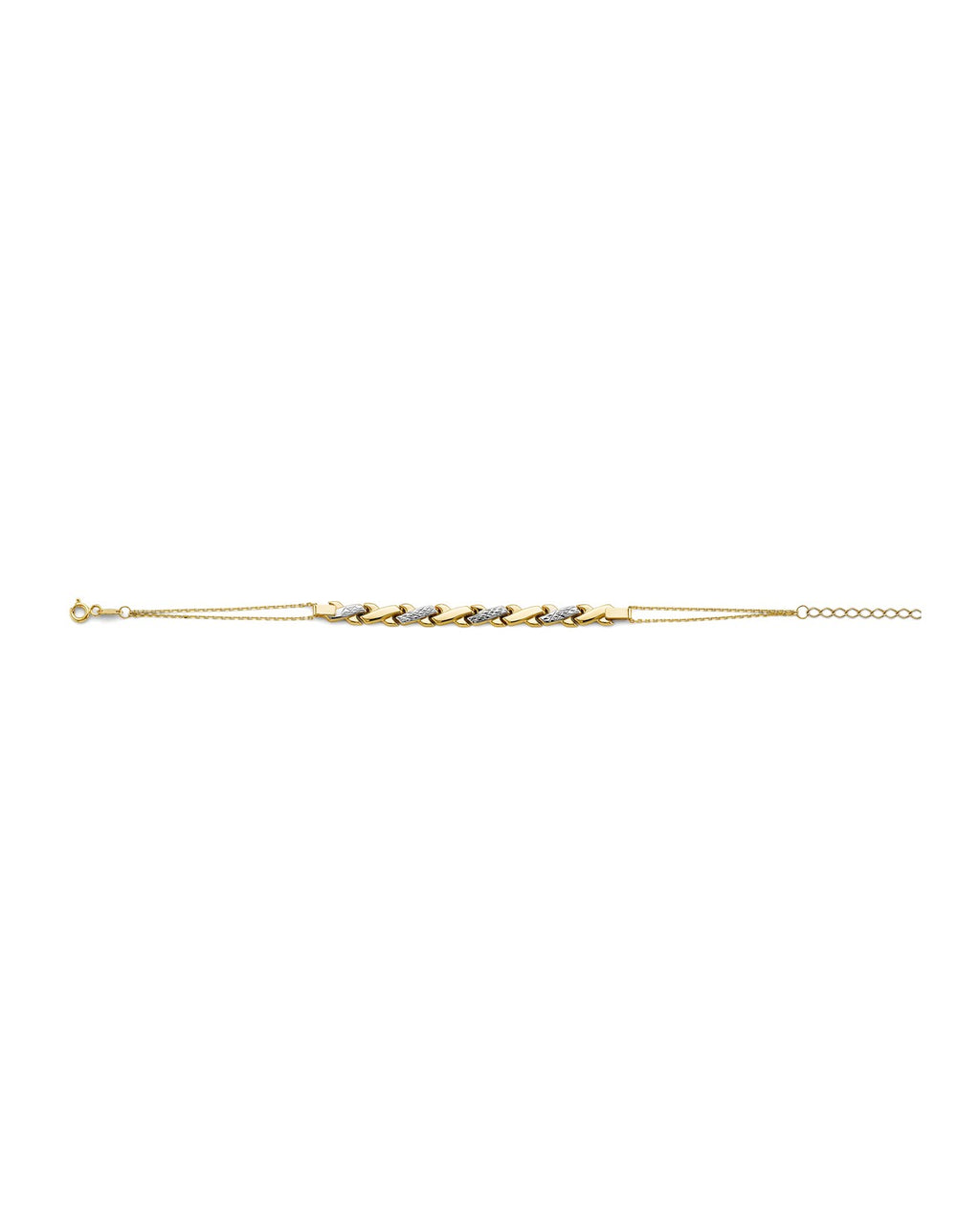 14K Two-Tone Gold 2T Center Stampato Bracelet (AB-0841)