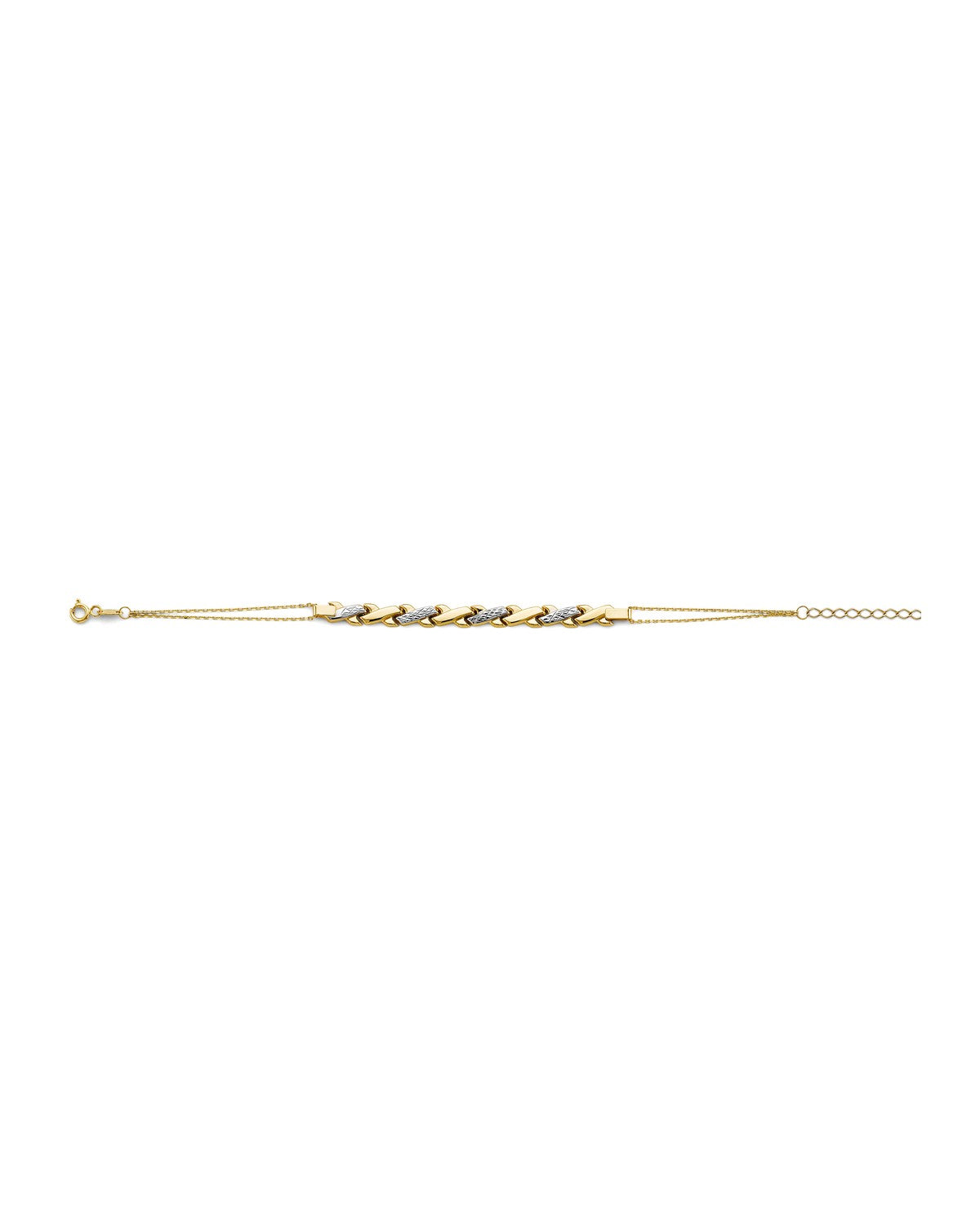 14K Two-Tone Gold 2T Center Stampato Bracelet (AB-0841)