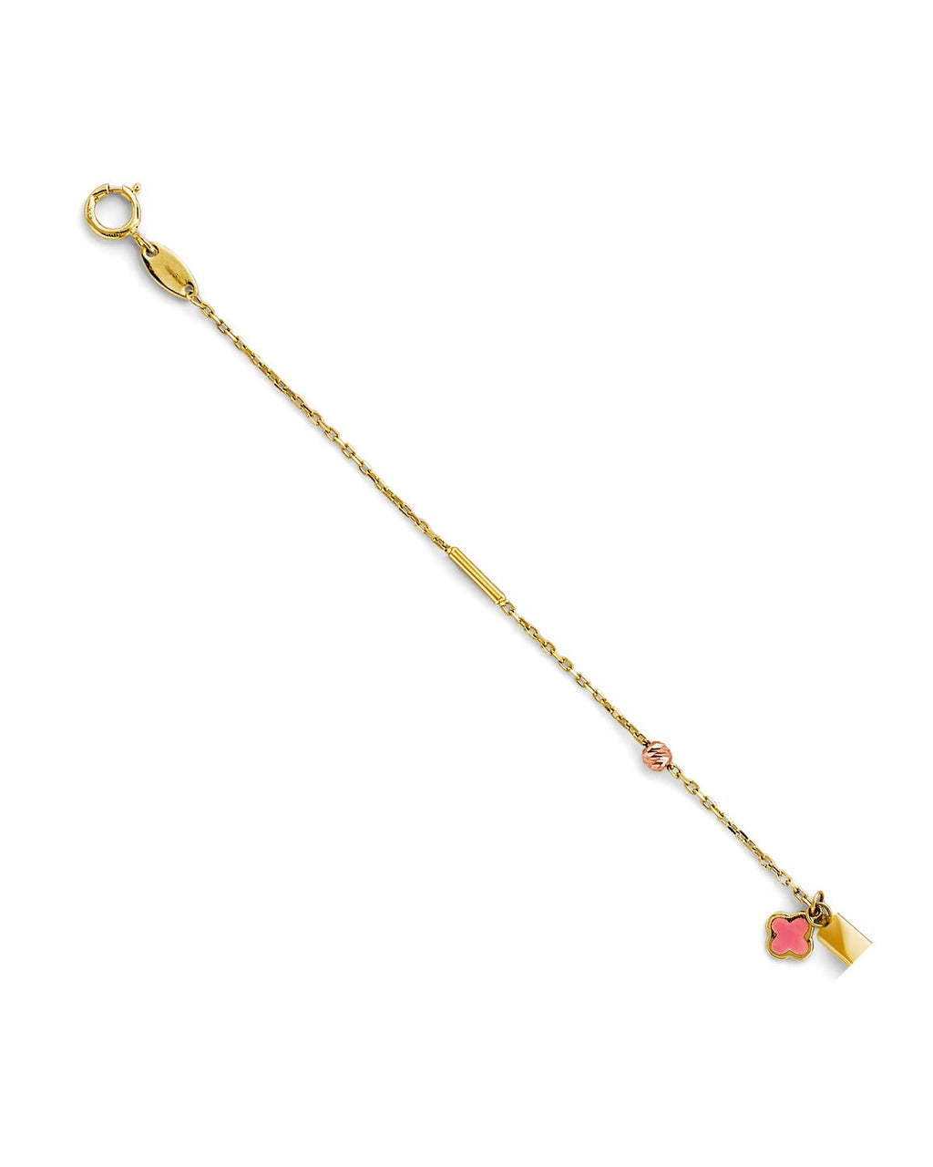 14K Two-Tone Gold 2T Center ID with Charm Bracelet (AB-0851)
