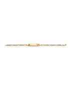14K Two-Tone Gold 2T Figaro WP Cross ID Bracelet (AB-0863)