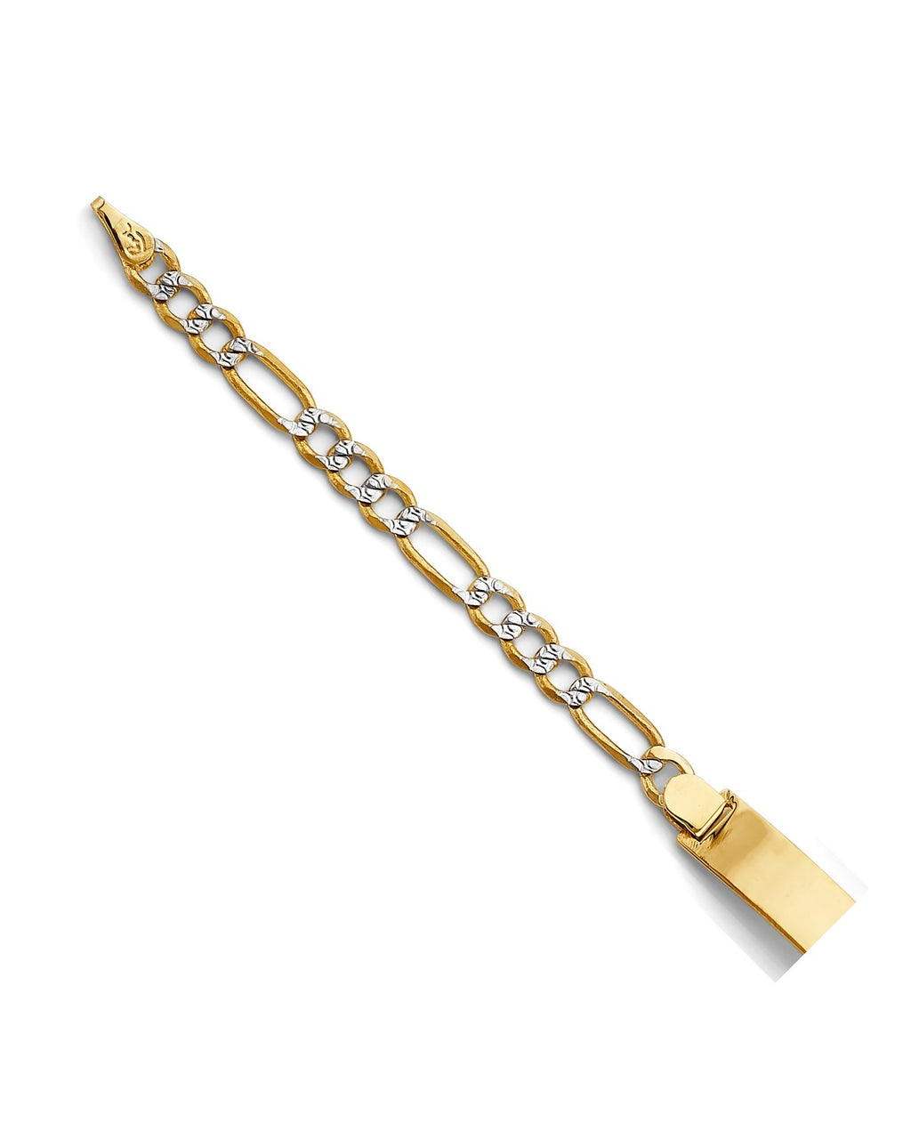 14K Two-Tone Gold 2T Figaro WP Butterfly ID Bracelet (AB-0864)