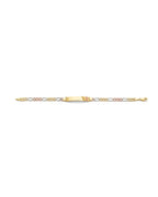 14K Tri-Color Gold 3C Figaro Guadalupe ID Bracelet (AB-0867)