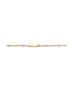 14K Tri-Color Gold 3C Figaro Butterfly ID Bracelet (AB-0869)