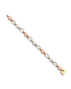 14K Tri-Color Gold 3C Heart Plain ID Bracelet (AB-0875)