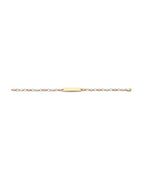 14K Tri-Color Gold 3C Heart Plain ID Bracelet (AB-0875)