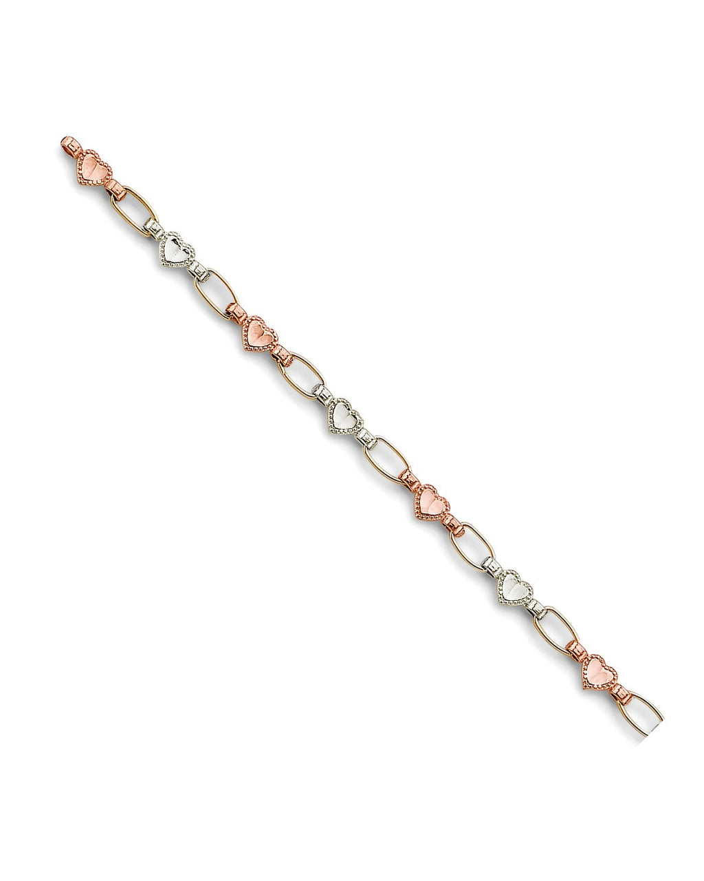14K Tri-Color Gold 3C Heart Bracelet (AB-0878)