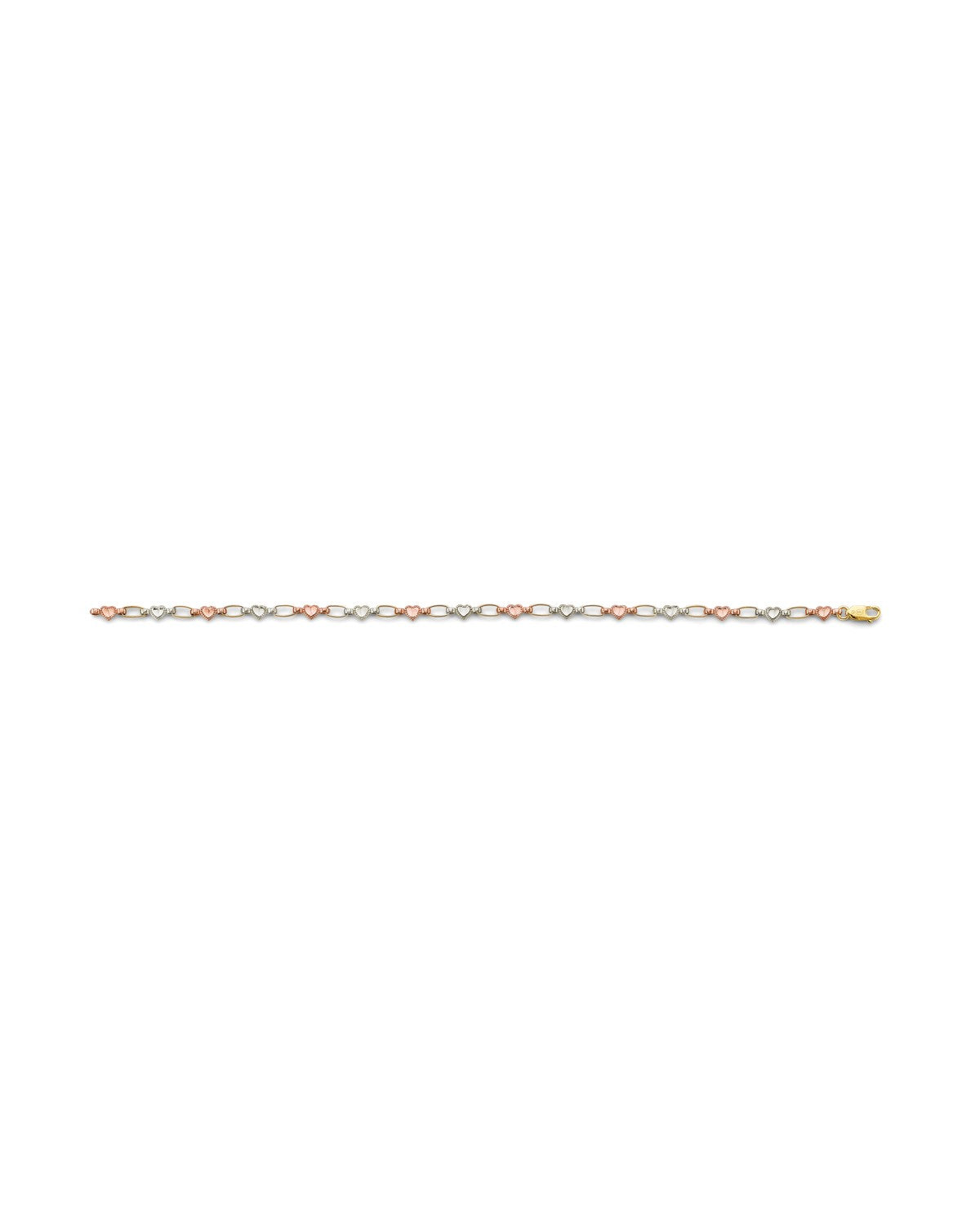 14K Tri-Color Gold 3C Heart Bracelet (AB-0878)