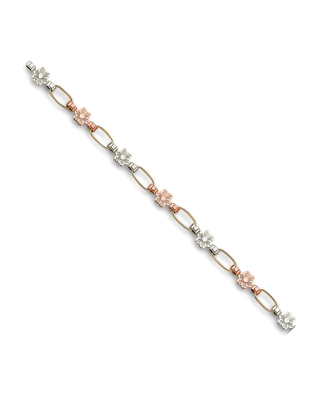14K Tri-Color Gold 3C Flower Bracelet (AB-0879)