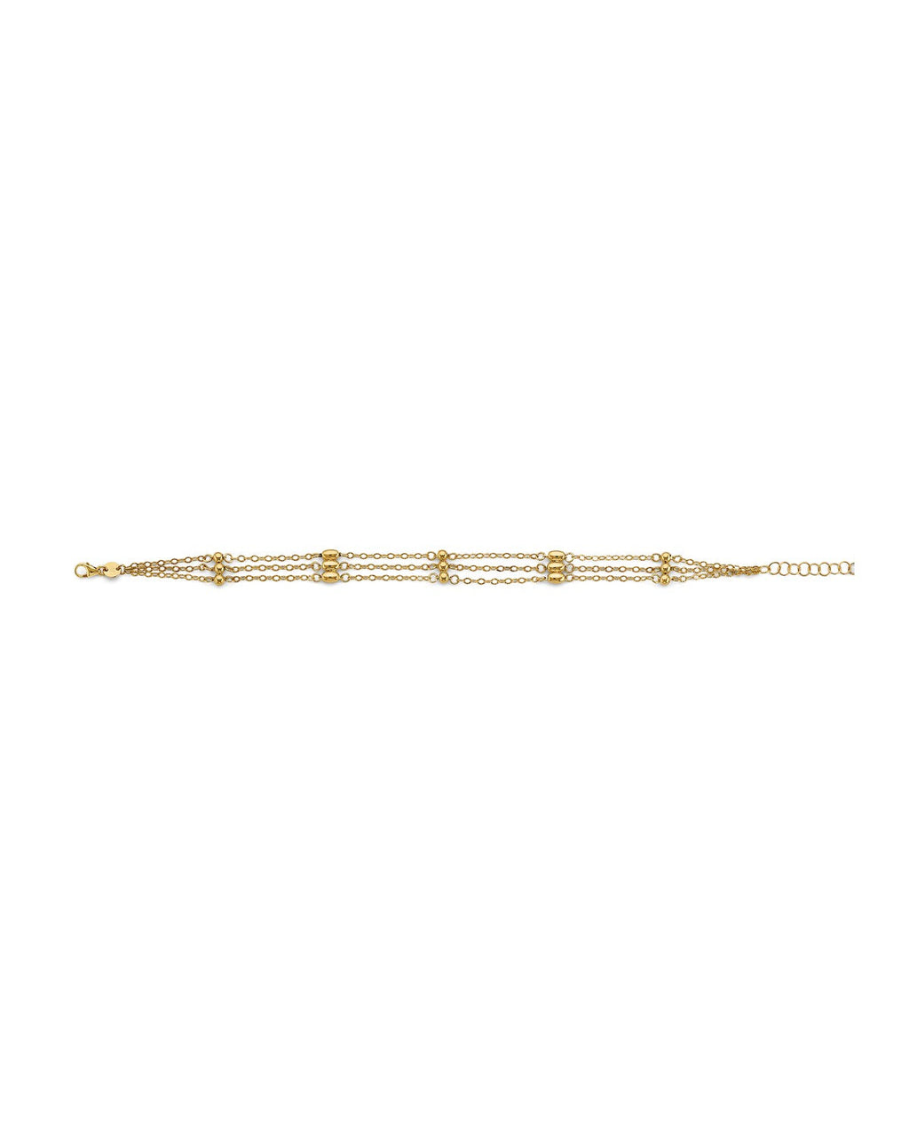 14K Yellow Gold 3 Line Link/Ball Bracelet (AB-0880)