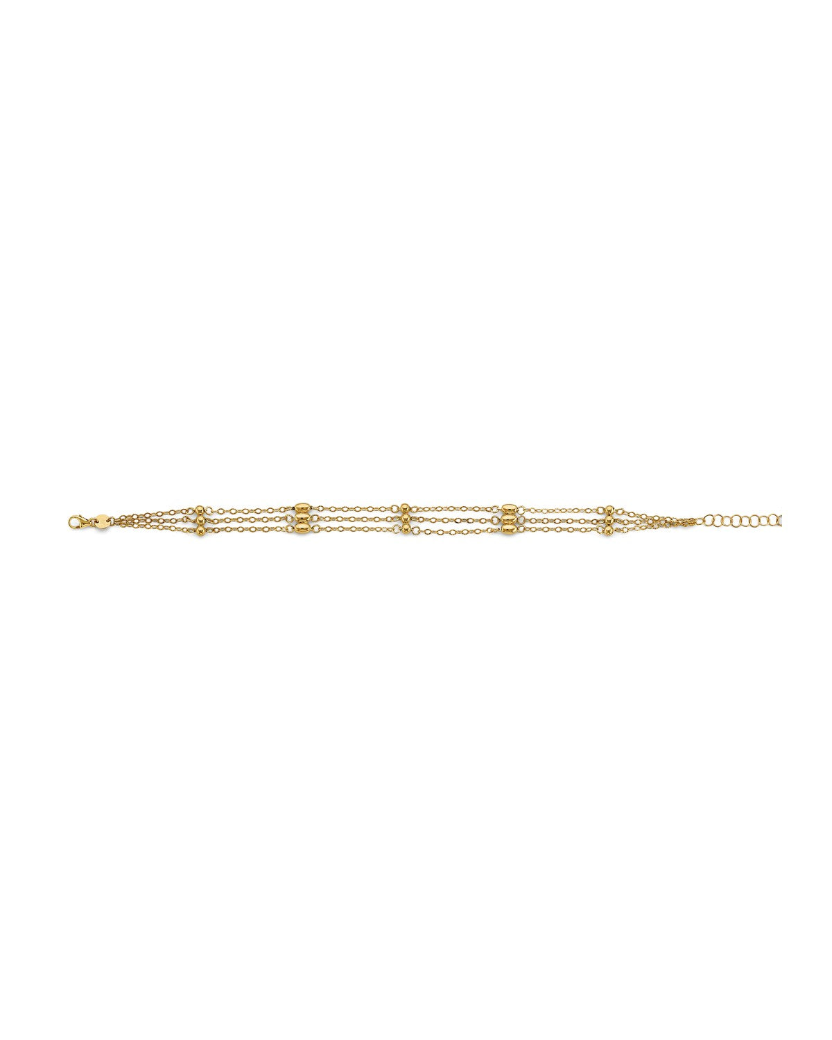 14K Yellow Gold 3 Line Link/Ball Bracelet (AB-0880)