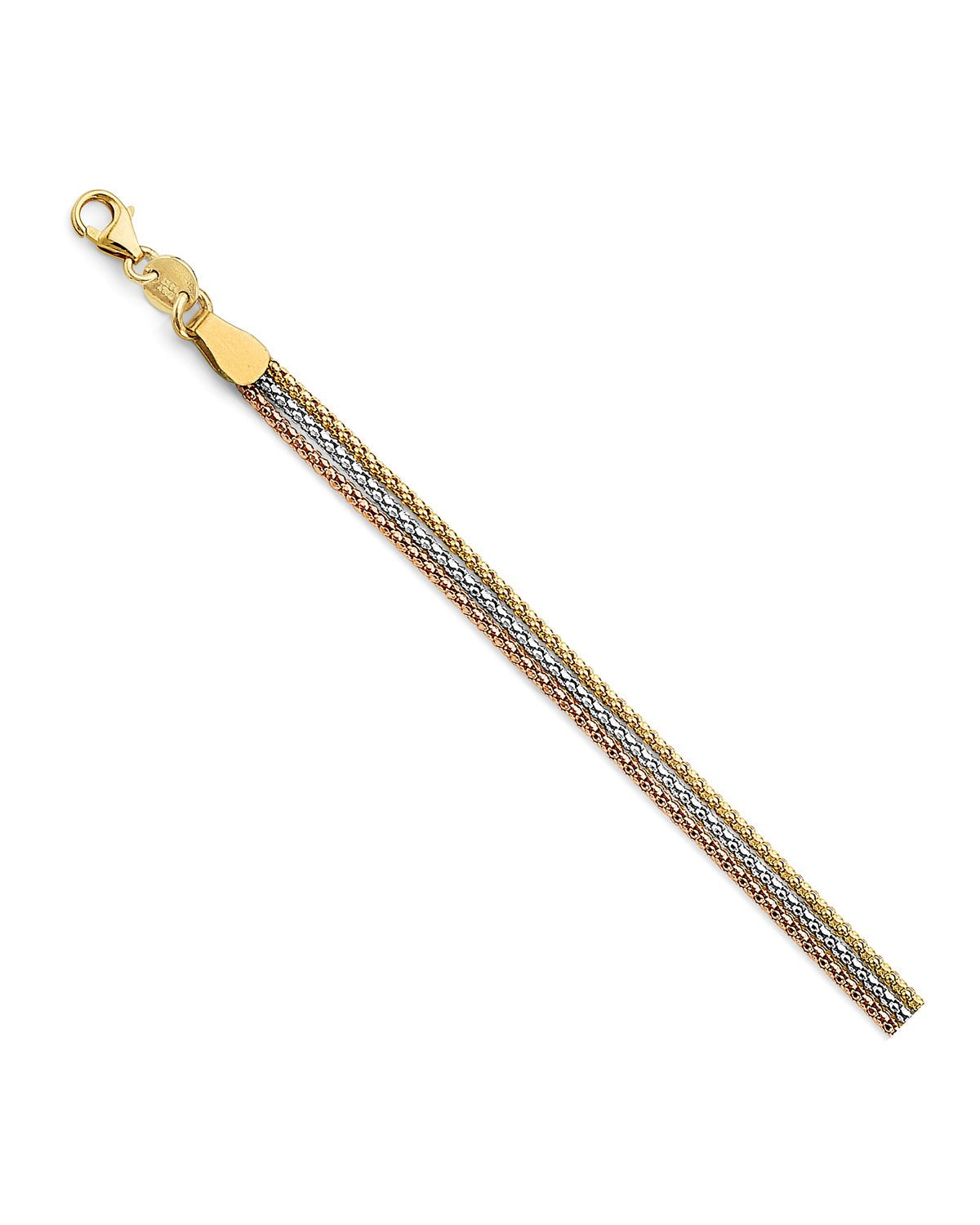 14K Tri-Color Gold 3C 3 Line Bracelet (AB-0881)