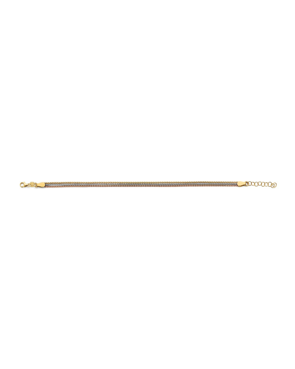 14K Tri-Color Gold 3C 3 Line Bracelet (AB-0881)