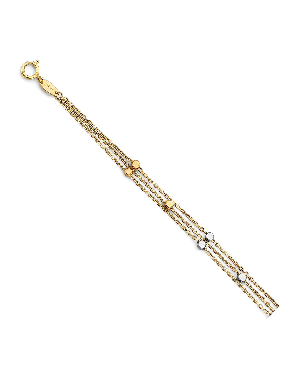 14K Tri-Color Gold 3C 3 Line Bracelet (AB-0882)