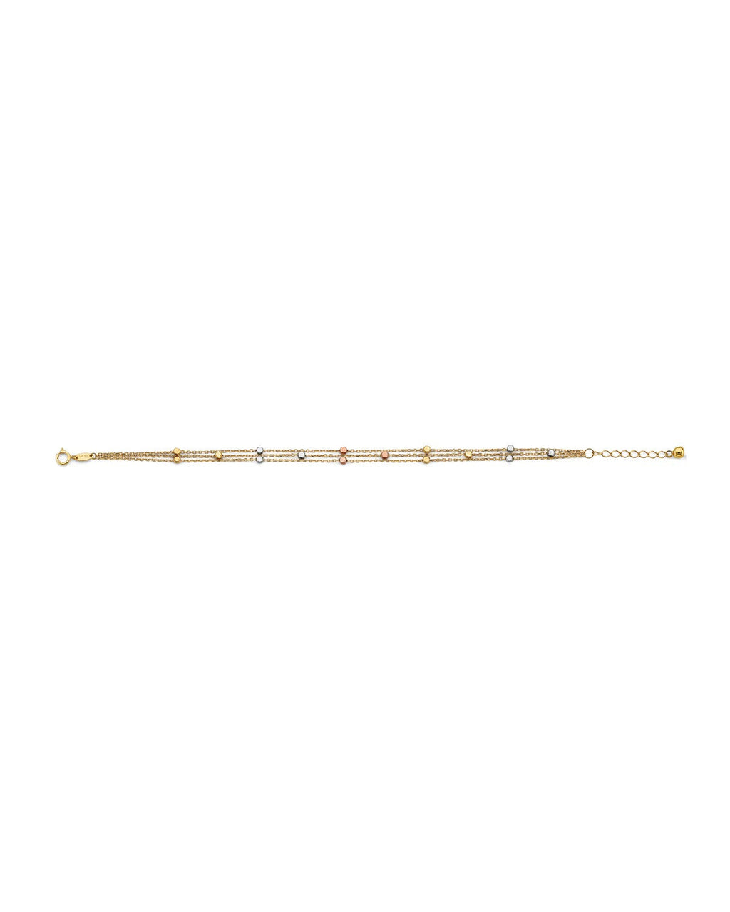 14K Tri-Color Gold 3C 3 Line Bracelet (AB-0882)