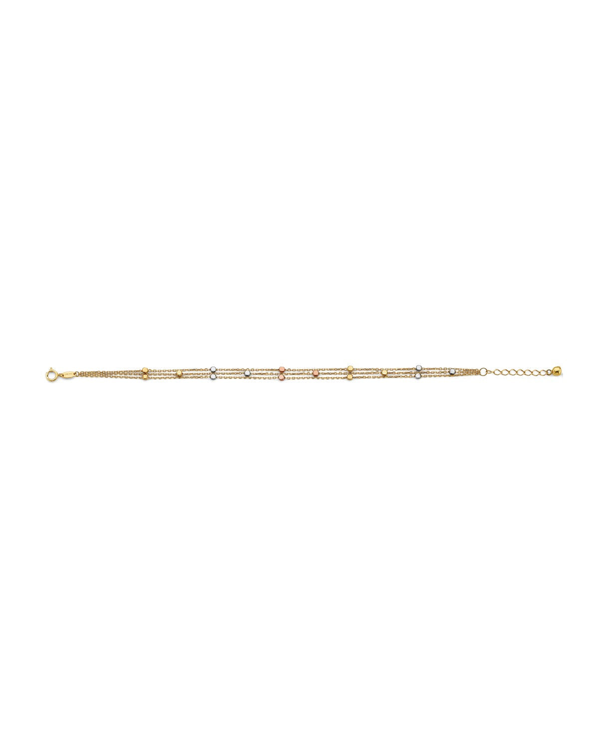 14K Tri-Color Gold 3C 3 Line Bracelet (AB-0882)