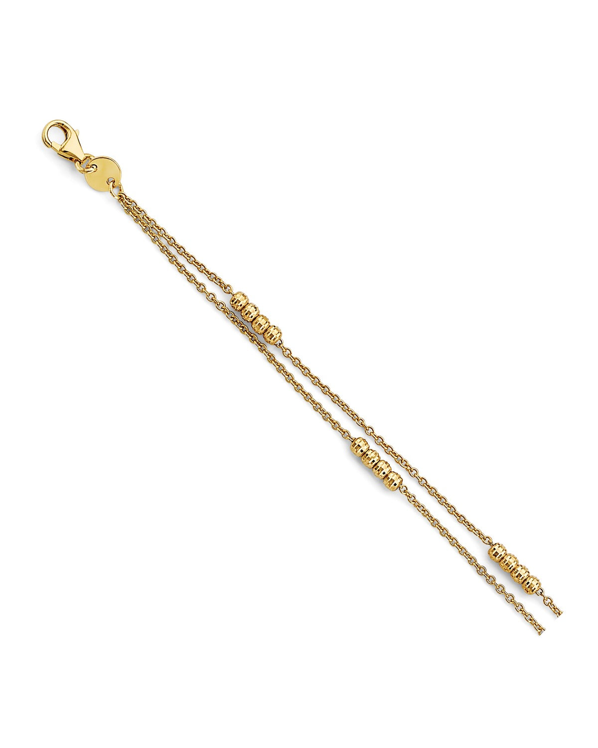 14K Yellow Gold 2 Line Ball Bracelet (AB-0883)