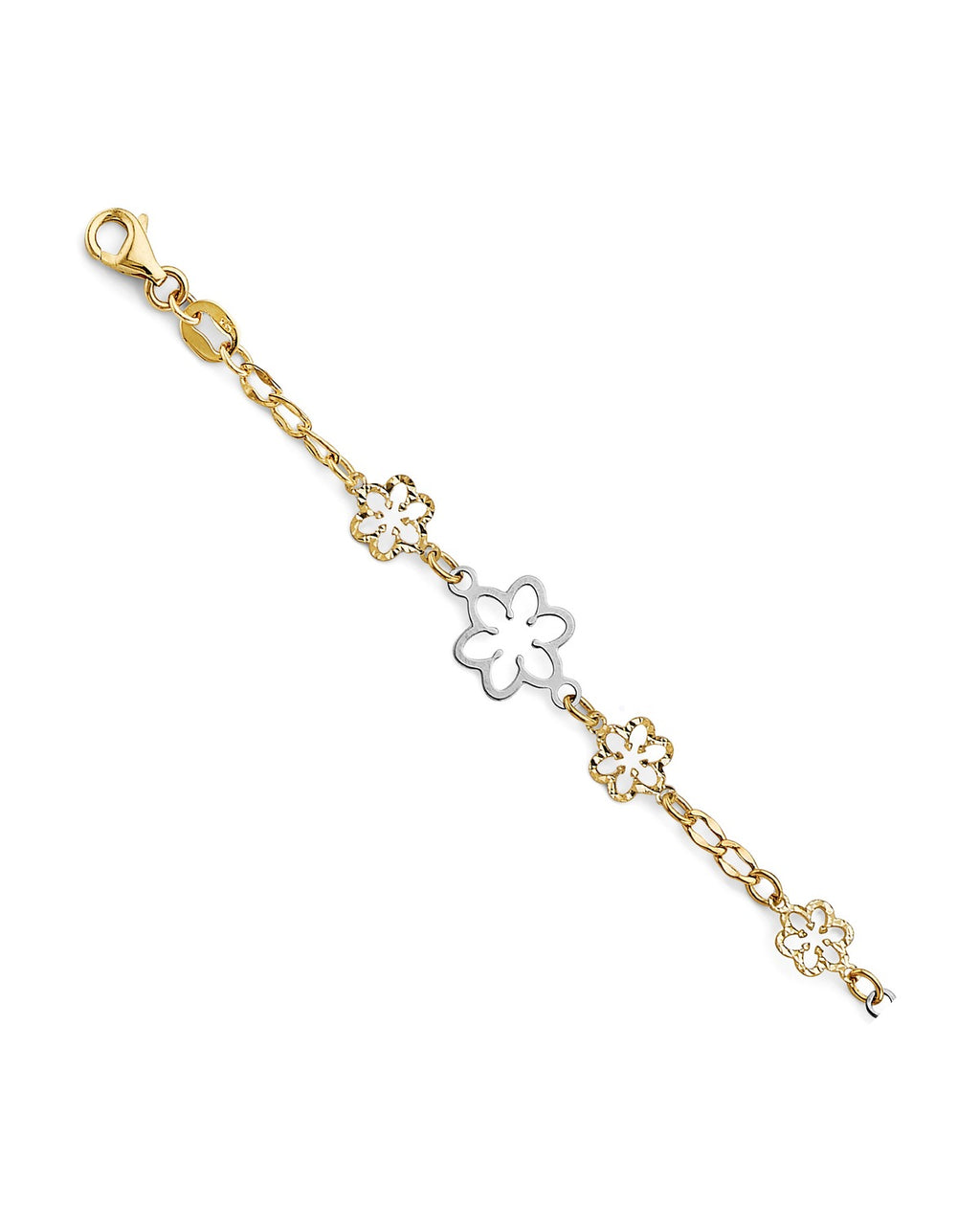14K Two-Tone Gold 2T Flower Bracelet (AB-0889)
