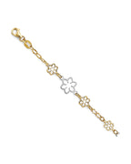 14K Two-Tone Gold 2T Flower Bracelet (AB-0889)