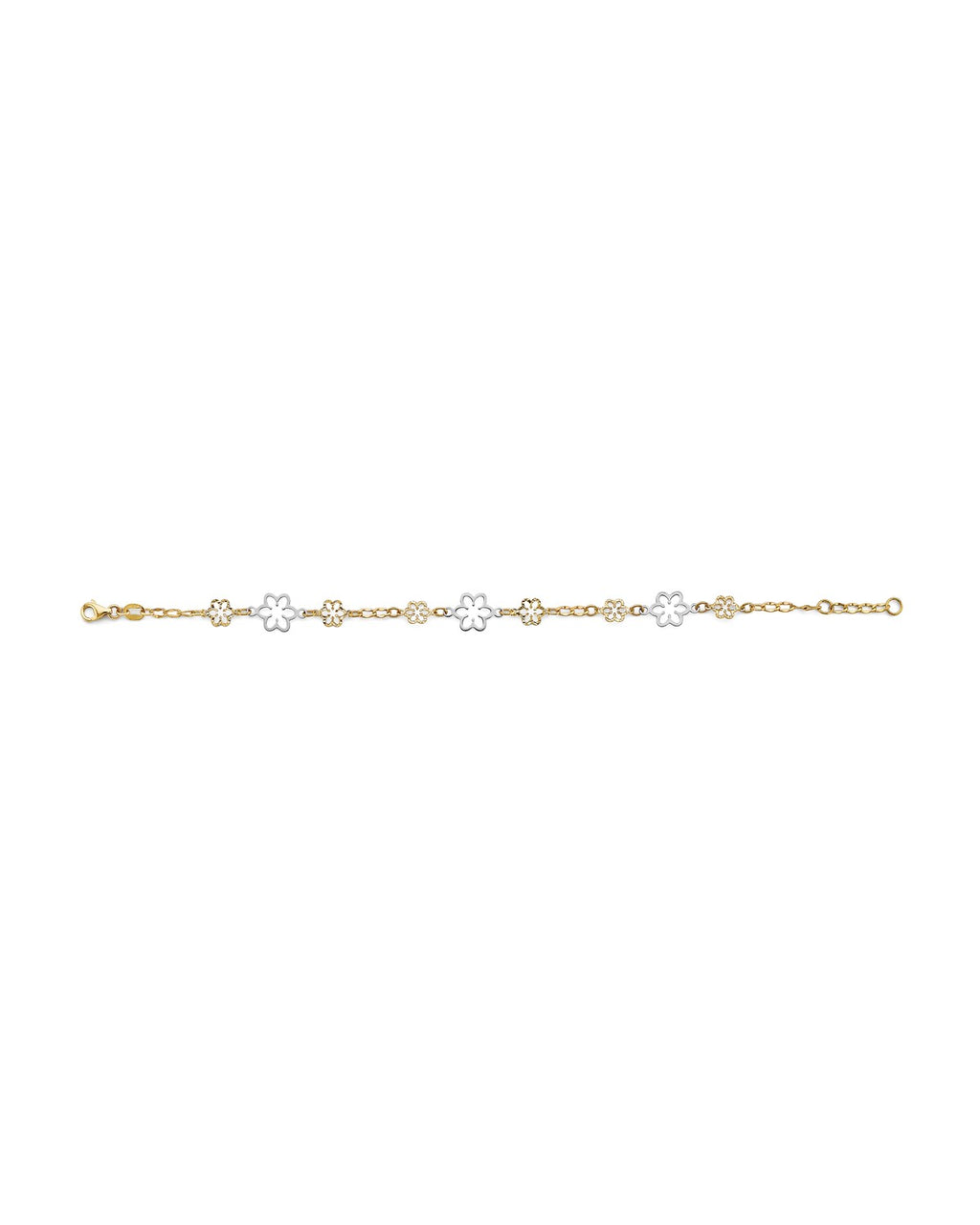 14K Two-Tone Gold 2T Flower Bracelet (AB-0889)