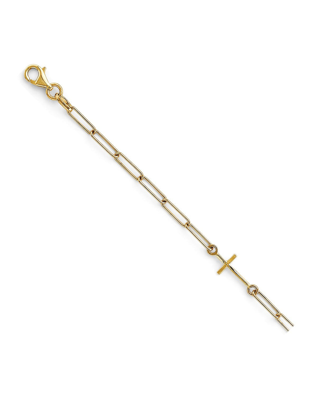 14K Yellow Gold Light Cross/Link Bracelet (AB-0894)