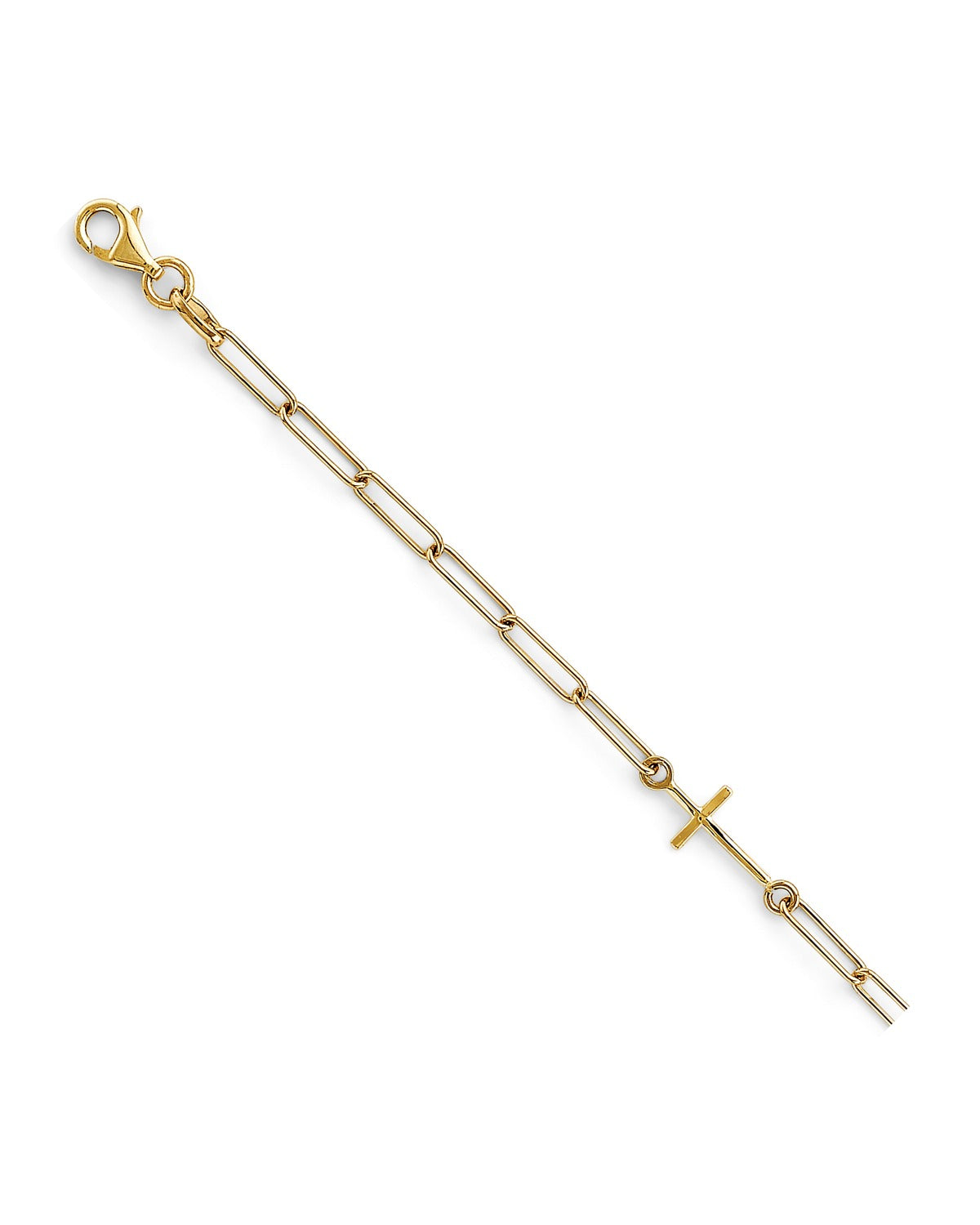 14K Yellow Gold Light Cross/Link Bracelet (AB-0894)