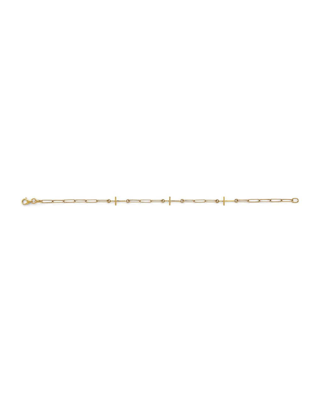 14K Yellow Gold Light Cross/Link Bracelet (AB-0894)