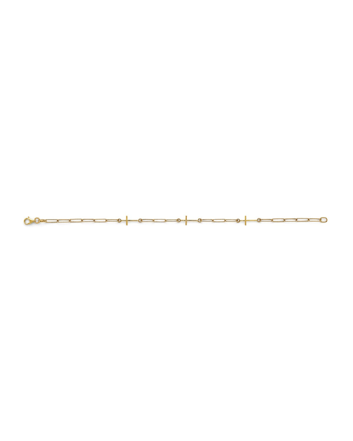 14K Yellow Gold Light Cross/Link Bracelet (AB-0894)