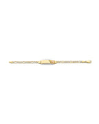 14K Two-Tone Gold 2T Figaro WP Heart ID Bracelet (AB-0898)