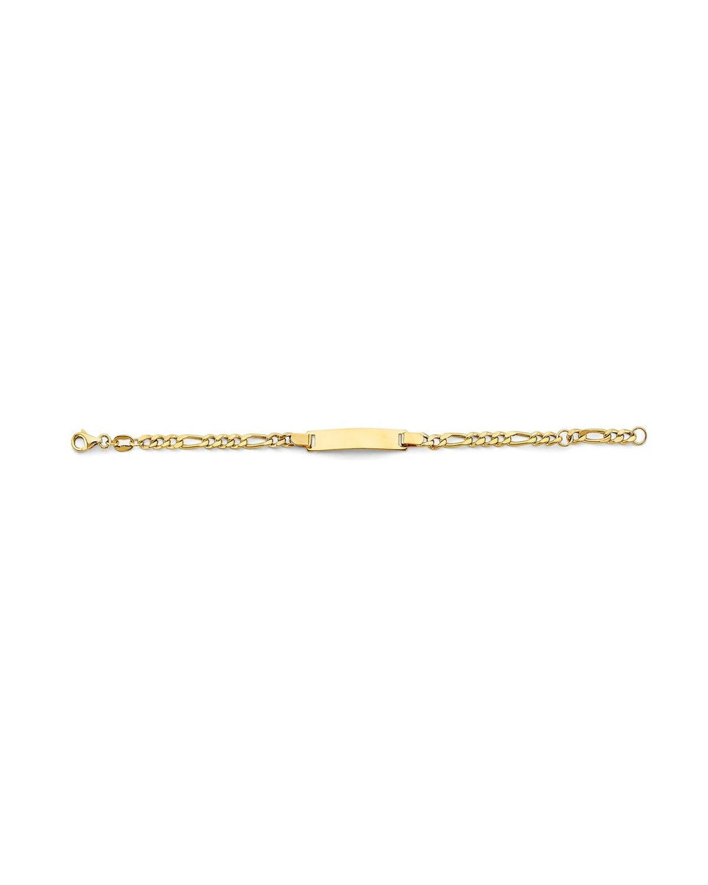 14K Yellow Gold Hollow Figaro Baby ID Bracelet (AB-0900)