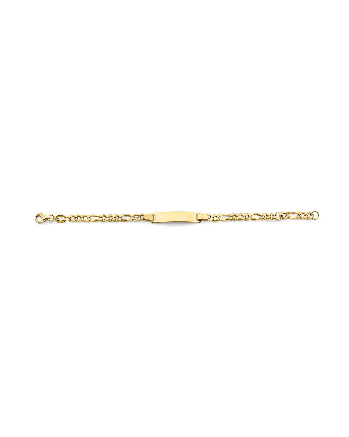 14K Yellow Gold Hollow Figaro Baby ID Bracelet (AB-0900)