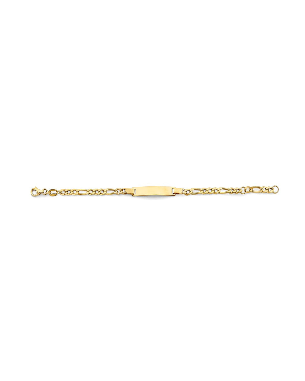 14K Yellow Gold Hollow Figaro Baby ID Bracelet (AB-0900)