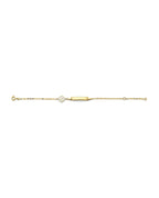 14K Yellow Gold Mother of Pearl Clover Baby ID Bracelet (AB-0926)