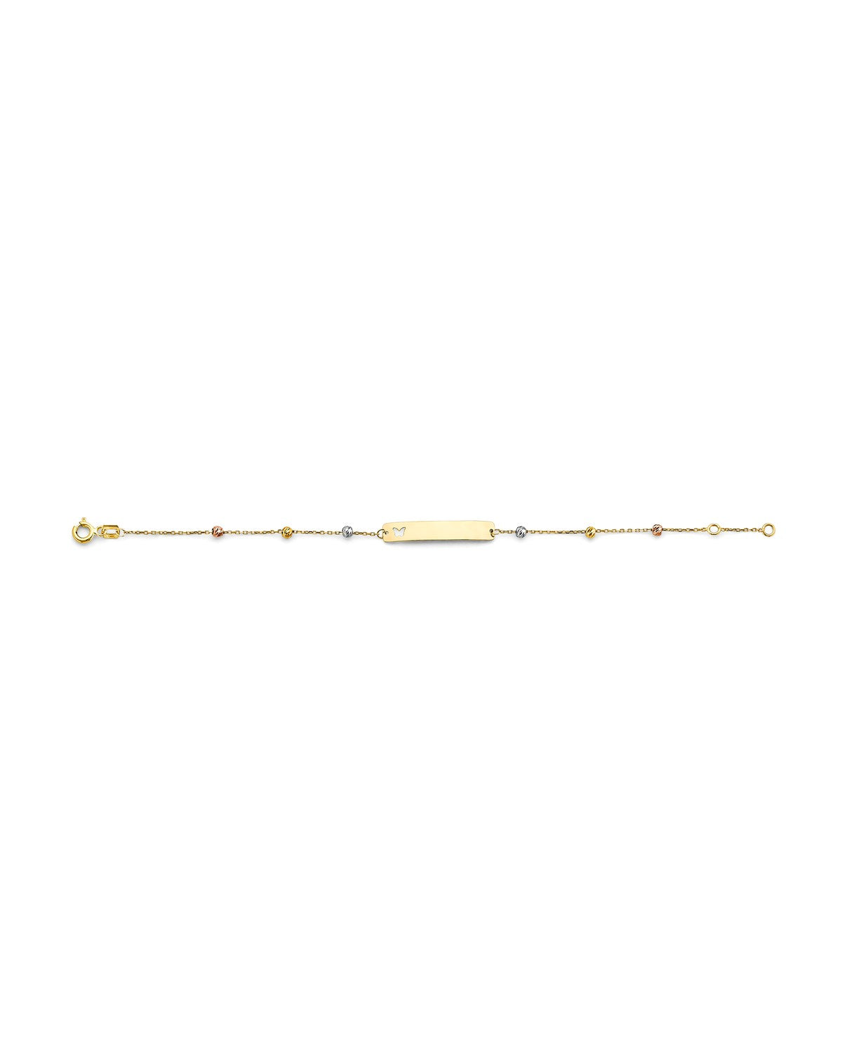 14K Tri-Color Gold Ball Baby ID Bracelet (AB-0927)