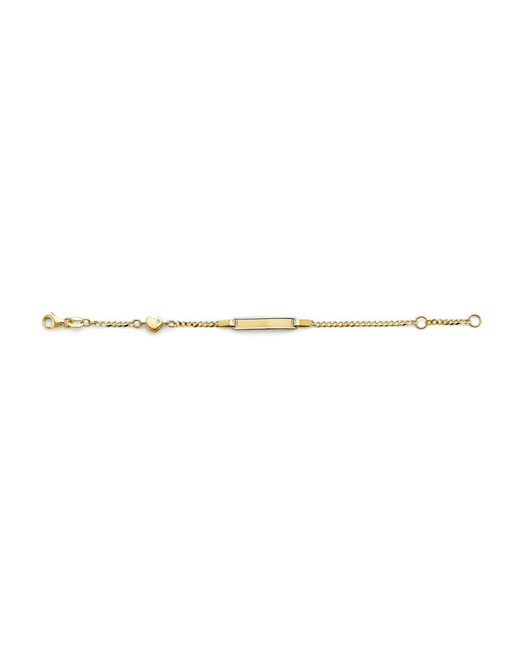 14K Two-Tone Gold CZ Baby ID with Heart Bracelet (AB-0930)