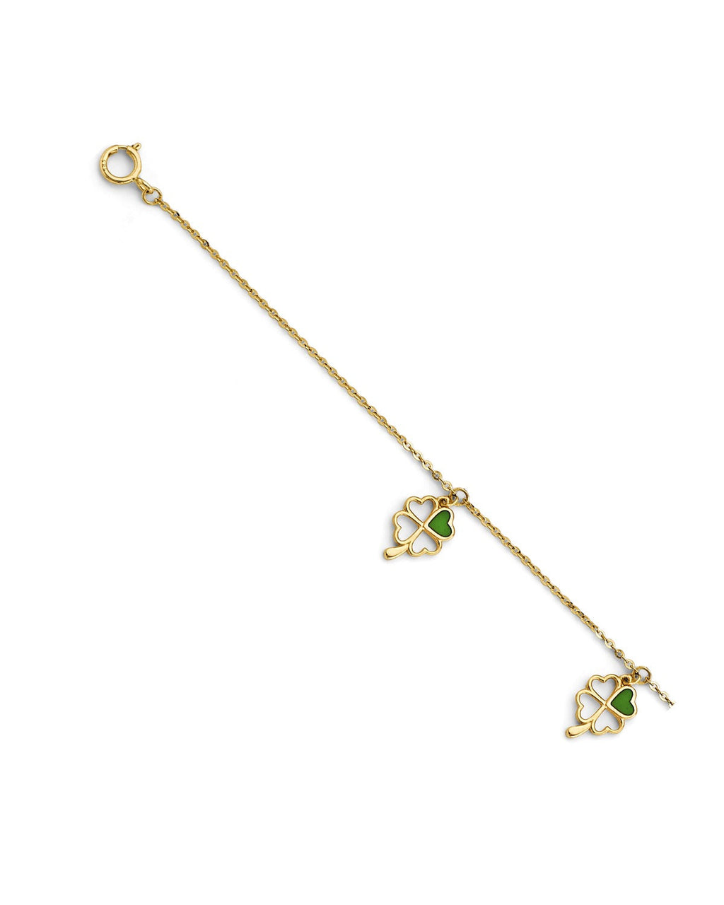 14K Yellow Gold Clover Charm Light Bracelet (AB-0933)