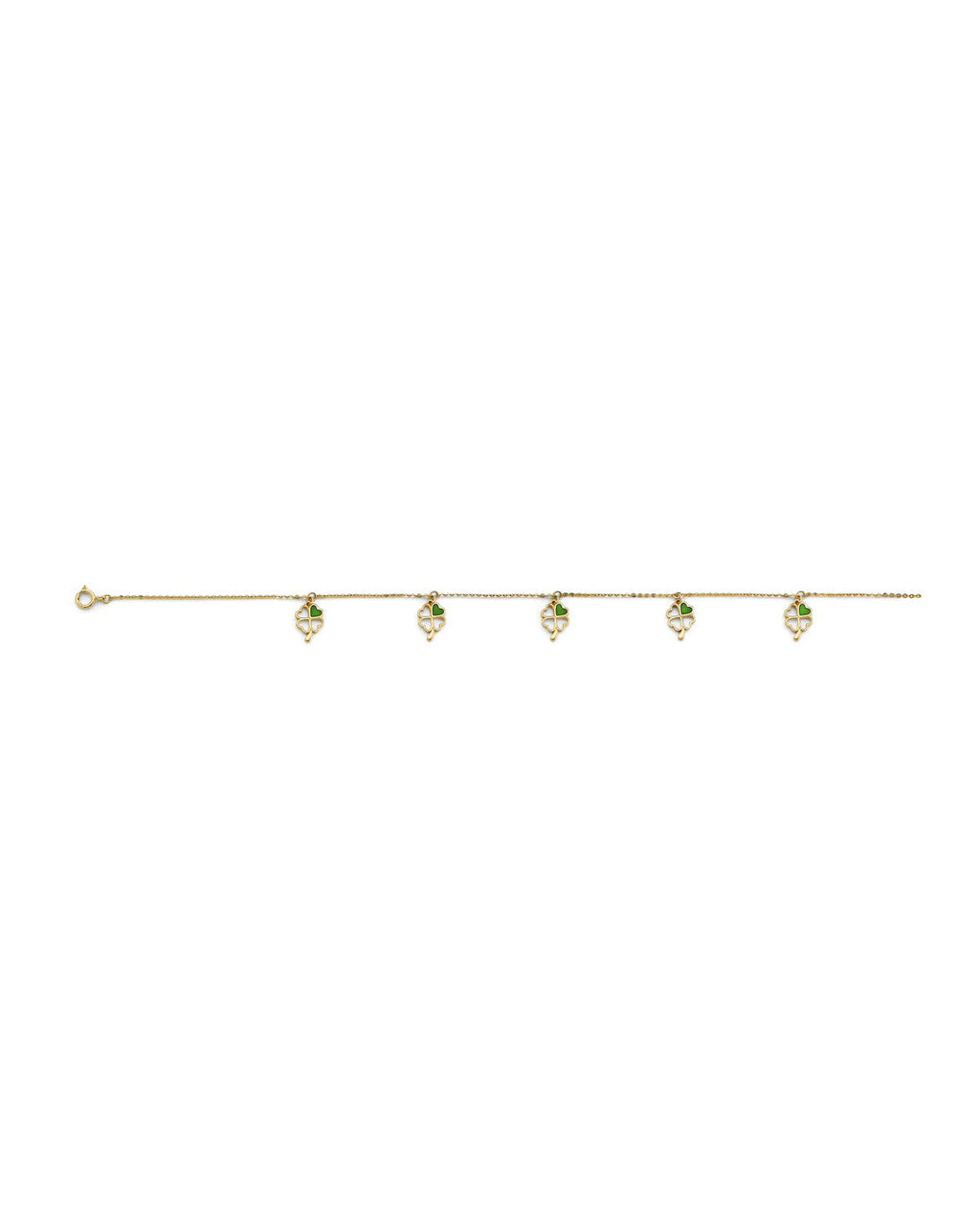 14K Yellow Gold Clover Charm Light Bracelet (AB-0933)