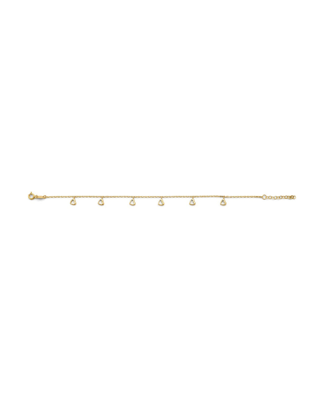 14K Yellow Gold Heart Charm Light Bracelet (7+1) (AB-0934-070)