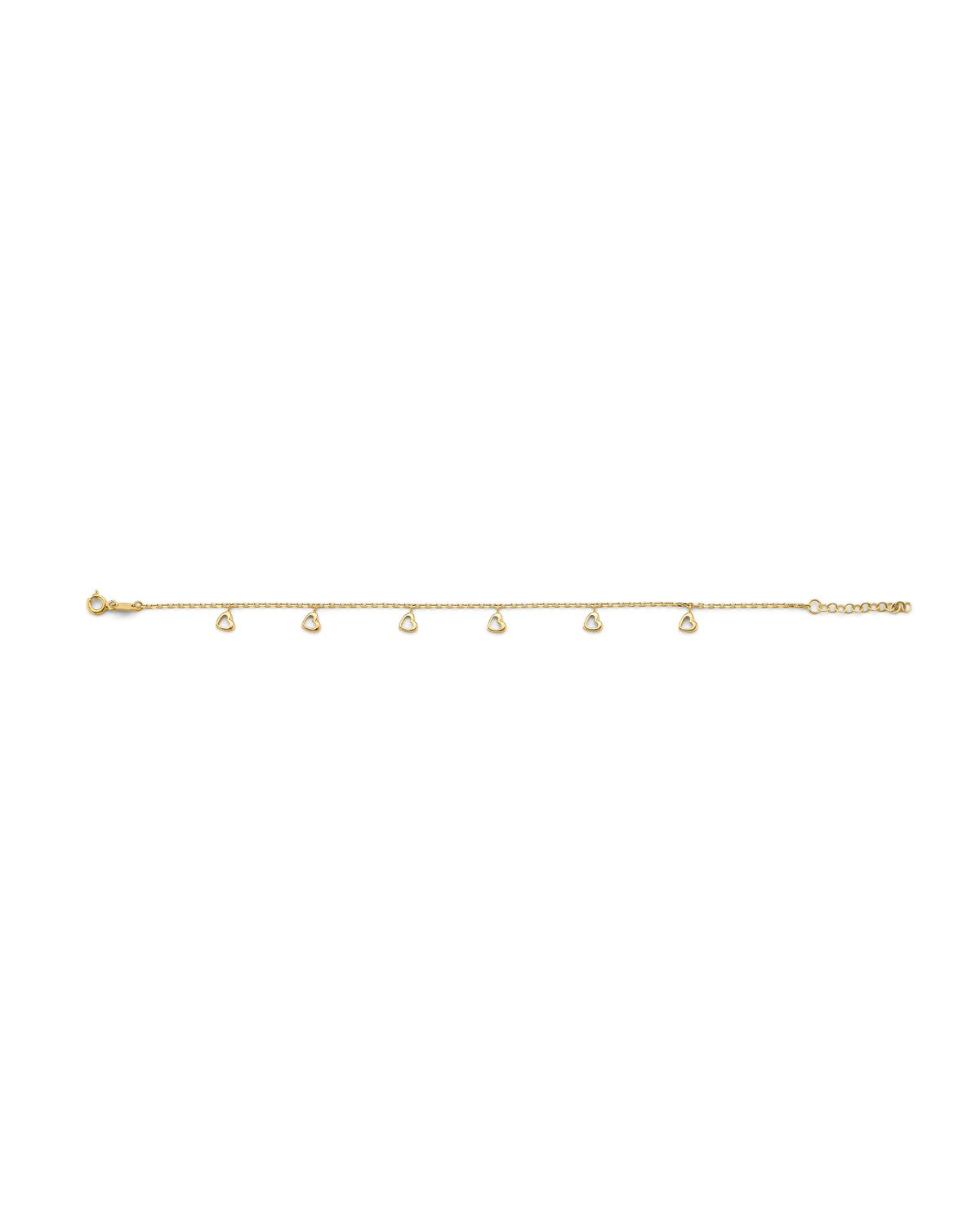 14K Yellow Gold Heart Charm Light Bracelet (7+1) (AB-0934-070)