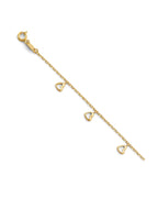 14K Yellow Gold Heart Charm Light Anklet