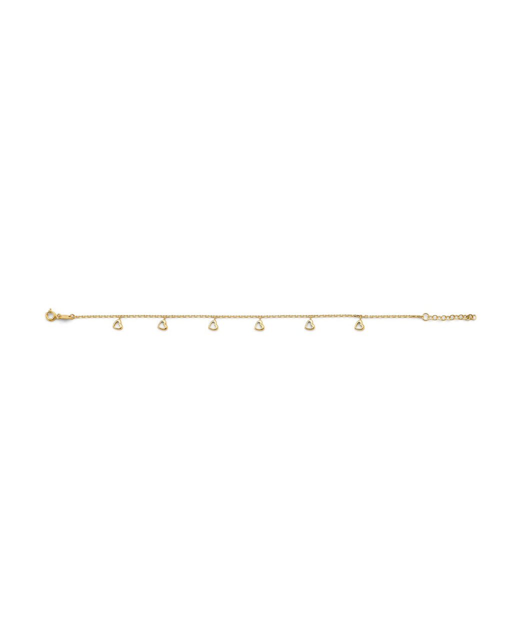 14K Yellow Gold Heart Charm Light Anklet