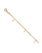 14K Yellow Gold Celestial Charm Light Anklet