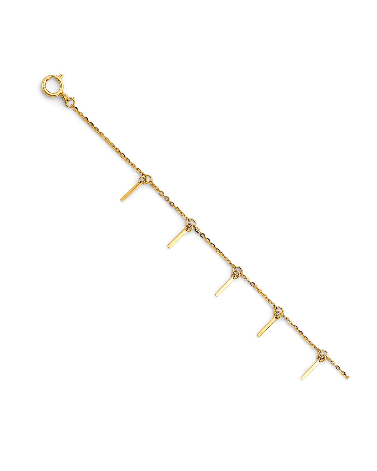14K Yellow Gold Bar Charm Light Anklet (AB-0937)