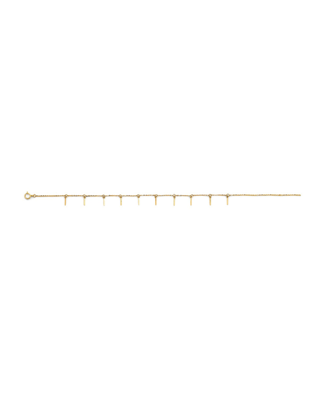 14K Yellow Gold Bar Charm Light Anklet